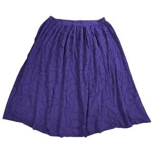 Just Class Vintage Purple Quilted Midi Skirt 100% Cotton Women's M Boho